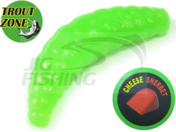 Мягкие приманки Trout Zone Maggot 1.3&quot; #Green Chartreuse Cheese/Sherbet