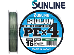 Шнур плетеный Sunline Siglon PE X4 Dark Green 150m #1.2 0.187mm 9.2kg