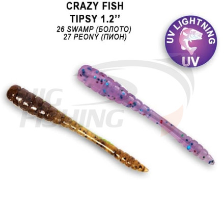 Мягкие приманки Crazy Fish Tipsy 1.2&quot; #26 Swamp #27 Peony