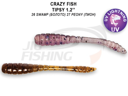 Мягкие приманки Crazy Fish Tipsy 1.2&quot; #26 Swamp #27 Peony