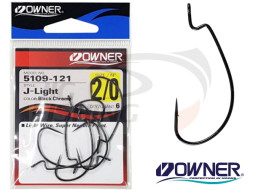 Офсетные крючки Owner 5109 J-Light Worm Hook Black Chrome #2/0 (6шт/уп)