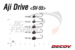Джиг-головка Decoy SV-55 Aji Drive #8 0.6gr