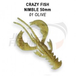 Мягкие приманки Crazy Fish Nimble Floating 2&quot; #01 Olive