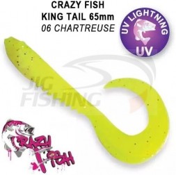 Мягкие приманки Crazy Fish King Tail 2.5&quot; #06 Chartreuse