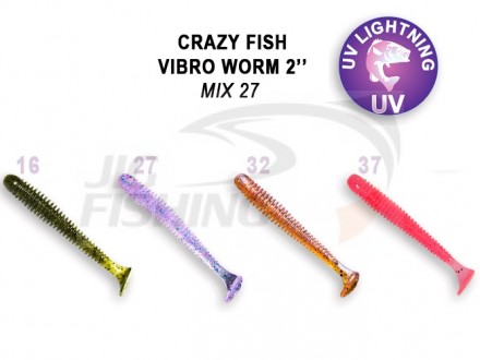 Мягкие приманки Crazy Fish Vibro Worm 2&quot; Mix 27