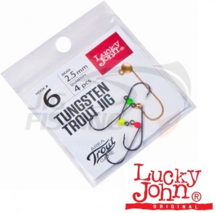 Джиг-головки Lucky John Tungsten Trout Jig 2.5mm 0.10gr #MIX1 (4шт/уп)