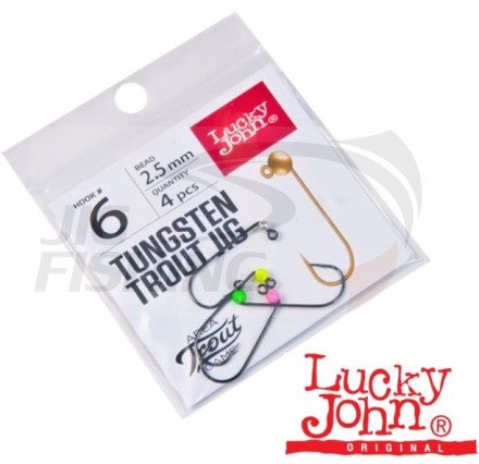 Джиг-головки Lucky John Tungsten Trout Jig 2.5mm 0.10gr #MIX2 (4шт/уп)