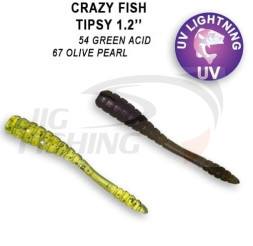 Мягкие приманки Crazy Fish Tipsy 1.2&quot; #54 Green Acin #67 Olive Pearl