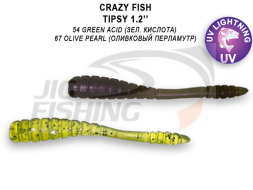 Мягкие приманки Crazy Fish Tipsy 1.2&quot; #54 Green Acin #67 Olive Pearl