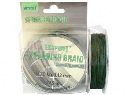 Шнур плетеный HitFish Spinning Braid X4 PE 125m Dark Green 0.16mm 7kg