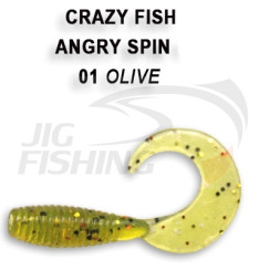 Мягкие приманки Crazy Fish Angry Spin 1.8&quot;  01 Olive