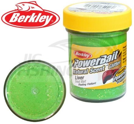 Паста форелевая Berkley Natural Scent Trout Bait 50gr Spring Green Glitter Liver