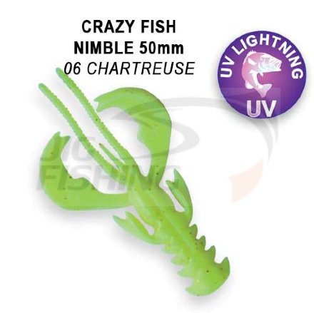 Мягкие приманки Crazy Fish Nimble Floating 2&quot; #06 Chartreuse