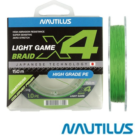 Шнур Nautilus X4 Light Game Braid Chartreus 150м #1 0.16мм 6.3кг