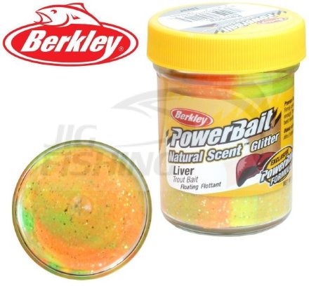 Паста форелевая Berkley Natural Scent Trout Bait 50gr Rainbow Glitter Liver