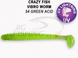 Мягкие приманки Crazy Fish Vibro Worm 2&quot; 54 Green Acid