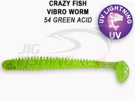 Мягкие приманки Crazy Fish Vibro Worm 2&quot; 54 Green Acid