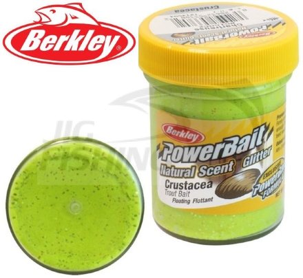 Паста форелевая Berkley Natural Scent Trout Bait 50gr Chartreuse Glitter Crustacea