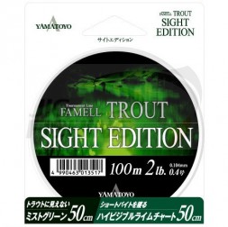 Леска Yamatoyo Famell Trout Sight Edition 100m Green #0.6 0.128mm 1.4kg
