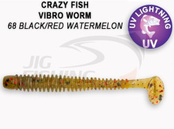 Мягкие приманки Crazy Fish Vibro Worm 2&quot; 68 Black Red Watermelon
