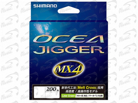 Плетеные шнуры Shimano Ocea Jigger Mx4 200m Lime Green #1.0 8.6kg