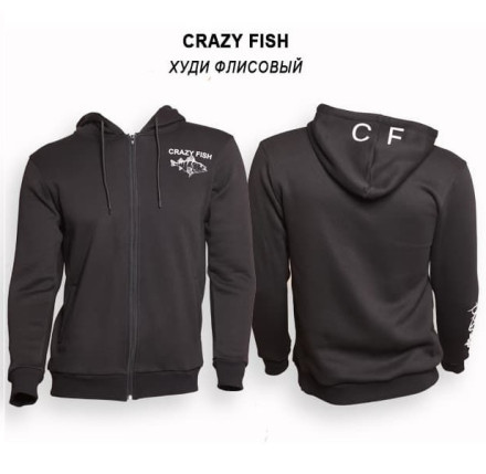 Худи флисовый Crazy Fish Cotton Black  M
