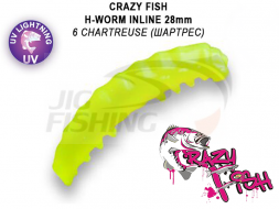 Мягкие приманки Crazy Fish MF H-Worm inline Floating 1.1&quot; 20шт.(2*10) #06 Chartreuse (Squid+Shrimp)