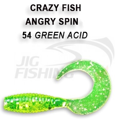 Мягкие приманки Crazy Fish Angry Spin 1.8&quot; 54 Green Acid