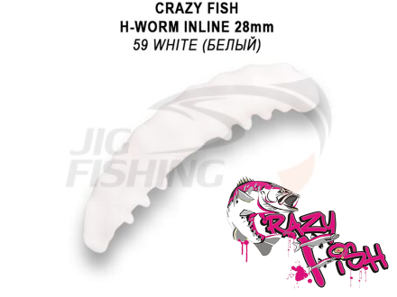 Мягкие приманки Crazy Fish MF H-Worm inline Floating 1.1&quot; 20шт.(2*10) #59 White (Squid+Shrimp)