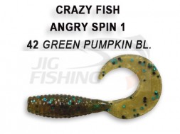 Мягкие приманки Crazy Fish Angry Spin 1&quot;  42 Green Pumpkin BL
