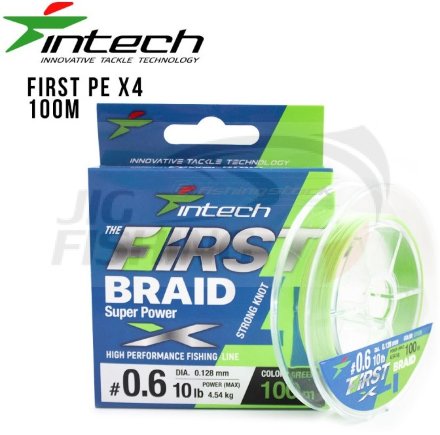 Шнур Intech First Braid X4 100m Green #0.4 0.104mm 3.63kg
