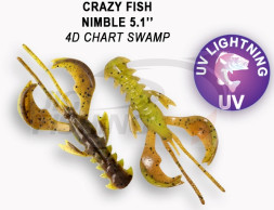 Мягкие приманки Crazy Fish  Nimble 5&quot; #4D Chart Swamp