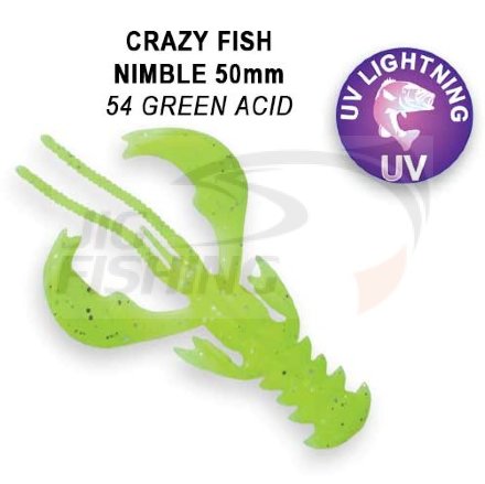 Мягкие приманки Crazy Fish Nimble Floating 2&quot; #54 Green Acid