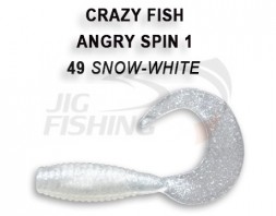 Мягкие приманки Crazy Fish Angry Spin 1&quot;  49 Snow White