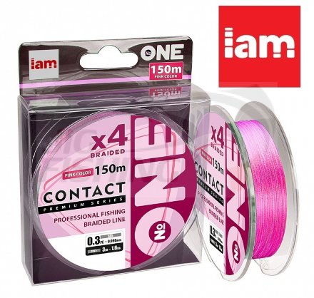 Плетеный шнур Number IAM ONE Contact 4X 150m Pink #0.4 0.104mm 2kg