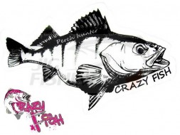 Наклейка Crazy Fish Perch Hunter 100x62mm Black Clear
