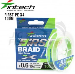 Шнур Intech First Braid X4 100m Green #0.8 0.148mm 4.45kg