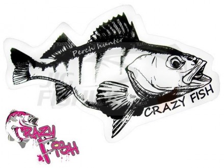 Наклейка Crazy Fish Perch Hunter 100x62mm Black White