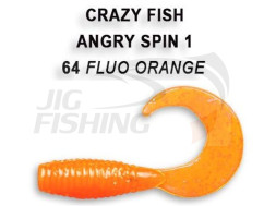 Мягкие приманки Crazy Fish Angry Spin 1&quot;  64 Fluo Orange