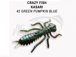 Мягкие приманки Crazy Fish Kasari Floating 1.6&quot; 42 Green Pumpkin Blue