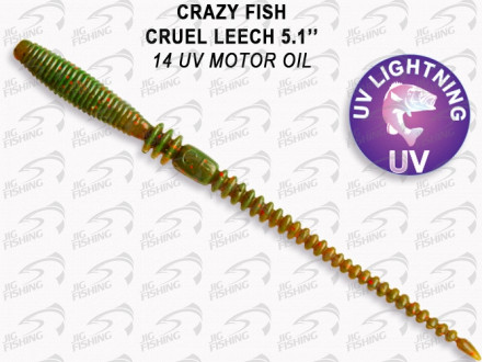 Мягкие приманки Crazy Fish  Cruel Leech 5.1&quot; #14 UV Motor Oil