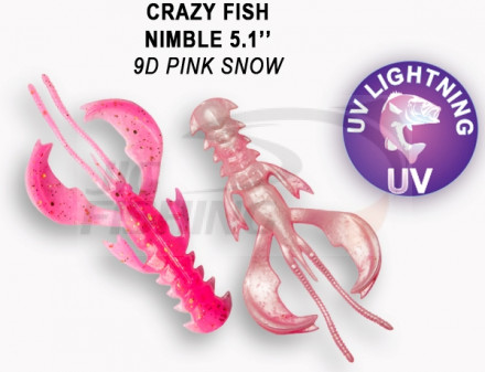 Мягкие приманки Crazy Fish  Nimble 5&quot; #9D Pink Snow