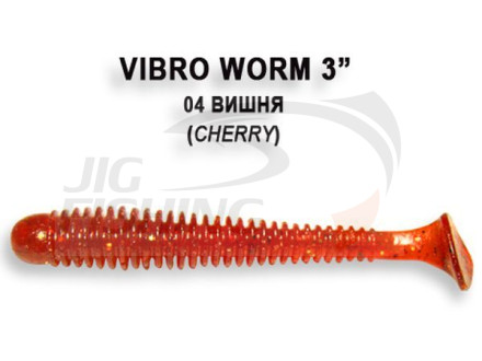 Мягкие приманки Crazy Fish Vibro Worm 3&quot; #04 Cherry