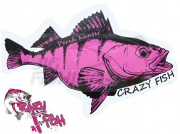 Наклейка Crazy Fish Perch Hunter 140x86mm Pink White
