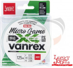 Шнур Lucky John Vanrex X4 Braid Micro Game 125m Fluo Green #0.4 0.10mm 3.40kg